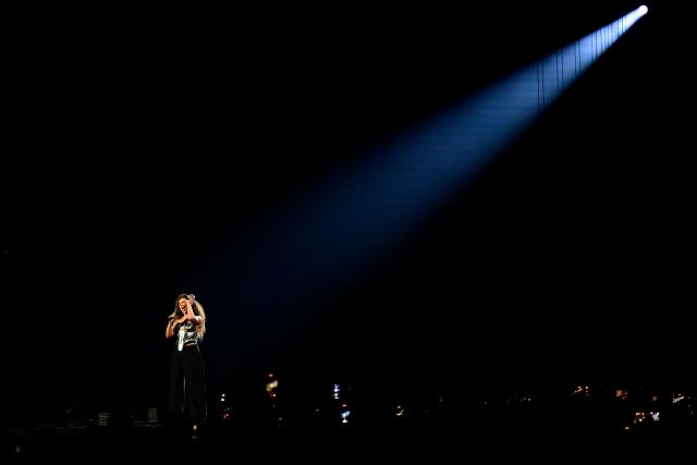 Polish singer Alicja Szemplinska, aka Alicja and representing Poland with the song 'Pray',  performs during the first semi-final of the Eurovision Song Contest 2026 (ESC) at Wiener Stadthalle in Vienna, Austria on May 12, 2026. (Photo by Tobias SCHWARZ / AFP)