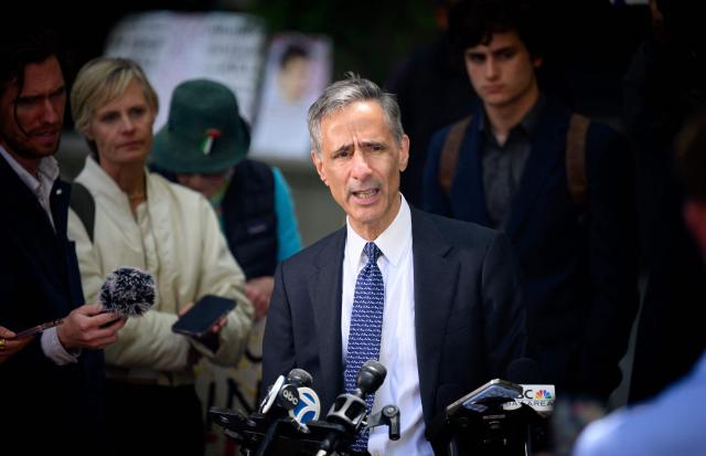 William Savitt, attorney for Sam Altman and OpenAI, speaks to the media outside the federal courthouse during proceedings in the trial over his lawsuit against OpenAI in Oakland, California, on May 12, 2026. Musk, the founder of Tesla and SpaceX, alleges that Altman and co-founder Greg Brockman misappropriated his $38 million donations when OpenAI abandoned its original nonprofit and philanthropic mission to become the for-profit giant behind ChatGPT. (Photo by JOSH EDELSON / AFP)