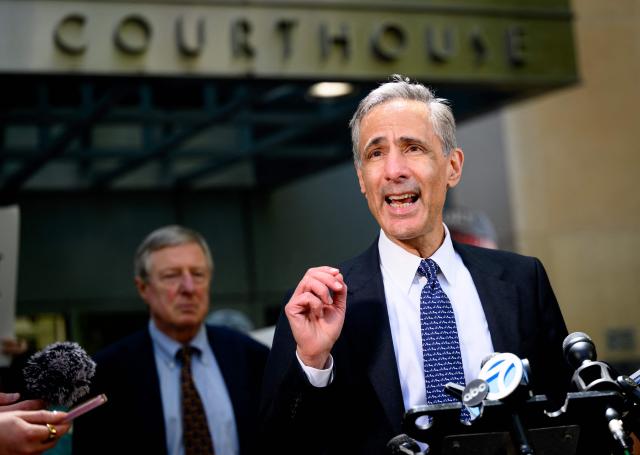 William Savitt, attorney for Sam Altman and OpenAI, speaks to the media outside the federal courthouse during proceedings in the trial over his lawsuit against OpenAI in Oakland, California, on May 12, 2026. Musk, the founder of Tesla and SpaceX, alleges that Altman and co-founder Greg Brockman misappropriated his $38 million donations when OpenAI abandoned its original nonprofit and philanthropic mission to become the for-profit giant behind ChatGPT. (Photo by JOSH EDELSON / AFP)