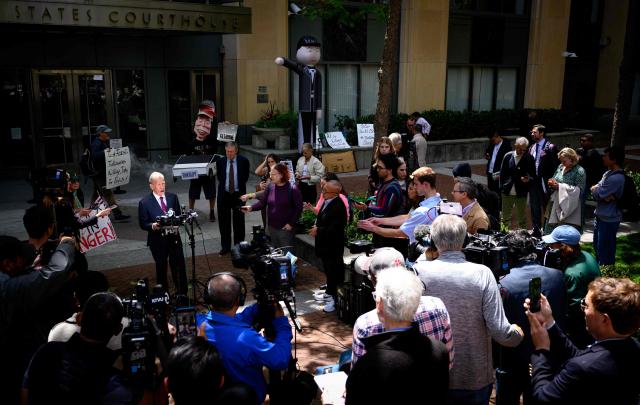 Attorney Marc Toberoff, representing Elon Musk, speaks during a press conference outside the federal courthouse during proceedings in the trial over his lawsuit against OpenAI in Oakland, California, on May 12, 2026. Musk, the founder of Tesla and SpaceX, alleges that Altman and co-founder Greg Brockman misappropriated his $38 million donations when OpenAI abandoned its original nonprofit and philanthropic mission to become the for-profit giant behind ChatGPT. (Photo by JOSH EDELSON / AFP)