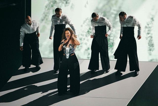 Polish singer Alicja Szemplinska, aka Alicja and representing Poland with the song 'Pray',  performs during the first semi-final of the Eurovision Song Contest 2026 (ESC) at Wiener Stadthalle in Vienna, Austria on May 12, 2026. (Photo by GEORG HOCHMUTH / APA / AFP) / Austria OUT