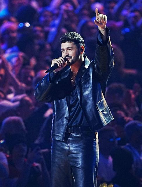 Israeli singer Noam Bettan, representing Israel with the song 'Michelle', performs performs during the first semi-final of the Eurovision Song Contest 2026 (ESC) at Wiener Stadthalle in Vienna, Austria on May 12, 2026. (Photo by GEORG HOCHMUTH / APA / AFP) / Austria OUT