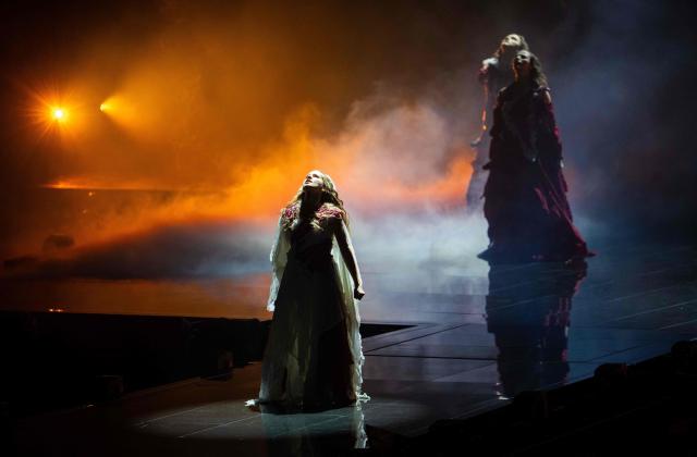 Croatian singers of band Lelek and representing Croatia with the song 'Andromeda'  perform during the first semi-final of the Eurovision Song Contest 2026 (ESC) at Wiener Stadthalle in Vienna, Austria on May 12, 2026. (Photo by GEORG HOCHMUTH / APA / AFP) / Austria OUT