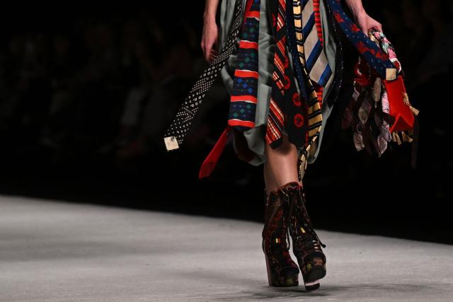 A model presents a creation by Colombian designer Monica Fonnegra at Puente catwalk during Bogota Fashion Week on May 12, 2026. (Photo by Raul ARBOLEDA / AFP)