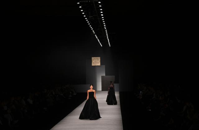 A model presents a creation by Lorant & Co collection during Bogota Fashion Week on May 12, 2026. (Photo by Raul ARBOLEDA / AFP)