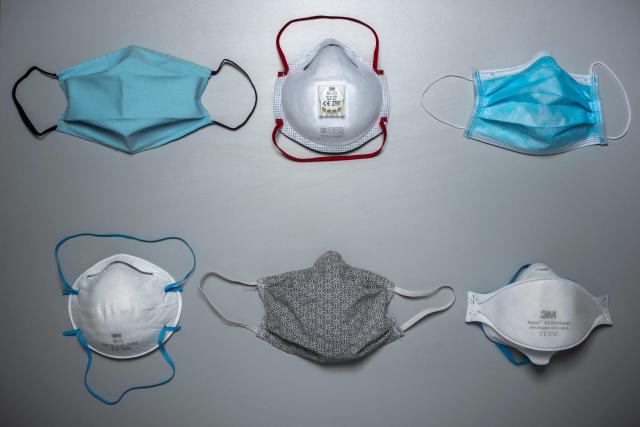 (FILES) A picture taken on May 19, 2020 in Toulouse southern France shows various protective face masks as France eases lockdown measures taken to curb the spread of the COVID-19 pandemic caused by the novel coronavirus. In the event of an epidemic in France, which is not the case with the hantavirus at this stage, France has a stockpile of masks that would allow it to cope for “at least three months,” the French Prime Minister's press office said on May 13, 2026. (Photo by Lionel BONAVENTURE / AFP)