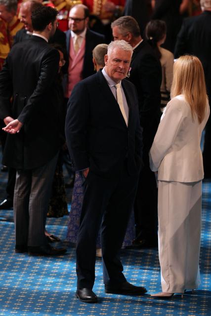Reform UK Chief Whip Lee Anderson (C) waits in the Royal Gallery ahead of the State Opening of Parliament at the Houses of Parliament, in London, on May 13, 2026. (Photo by Adrian Dennis / POOL / AFP)