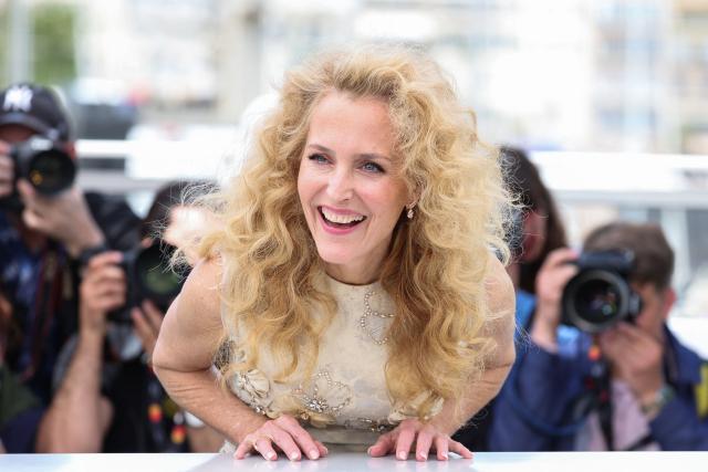 US actress Gillian Anderson poses during a photocall of the film "Teenage Sex and Death at Camp Miasma" at the 79th edition of the Cannes Film Festival in Cannes, southern France on May 13, 2026. (Photo by Valery HACHE / AFP)