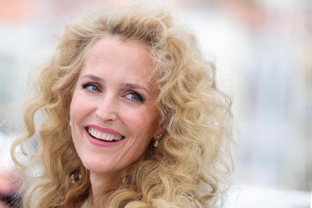 US actress Gillian Anderson poses during a photocall of the film "Teenage Sex and Death at Camp Miasma" at the 79th edition of the Cannes Film Festival in Cannes, southern France on May 13, 2026. (Photo by Valery HACHE / AFP)