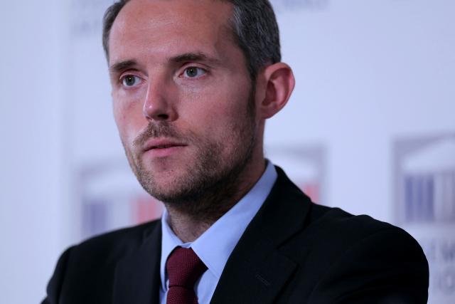 Droite Republicaine's MP Alexandre Portier, president of the Committee on Cultural Affairs and Education attend a press conference following the publication of the report of inquiry into the protection of national heritage and the security of museums, at The National Assembly, France's lower house of parliament in Paris on May 13, 2026. (Photo by Thomas SAMSON / AFP)