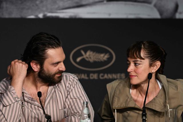 French actor Pio Marmai (L) and French actress Vimala Pons (R) attends the press conference of the film "La Venus electrique" (The Electric Kiss)" at the 79th edition of the Cannes Film Festival in Cannes, southern France on May 13, 2026. (Photo by Anna KURTH / AFP)