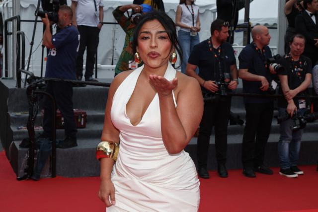 Mexican actress Adriana Paz arrives for the screening of the film "Ceniza en la Boca" at the 79th edition of the Cannes Film Festival in Cannes, southern France on May 13, 2026. (Photo by Valery HACHE / AFP)