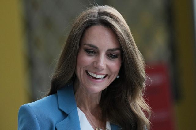 Britain's Kate, Princess of Wales, arrives at the Loris Malaguzzi International Centre and will take part in an immersive clay atelier workshop, part of a two-day trip, in Reggio Emilia, Italy, on May 13, 2026. (Photo by Antonio Calanni / POOL / AFP)