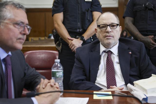 Former Hollywood film producer Harvey Weinstein appears in Manhattan Supreme Court during his retrial in New York City on May 13, 2026. The retrial of Weinstein on a rape charge on which a jury was previously deadlocked began on April 14, although he will remain imprisoned for other offenses regardless of the verdict. Weinstein is accused of the third-degree rape of Jessica Mann, who starred in the 2015 romantic comedy "This Isn't Funny." (Photo by SARAH YENESEL / POOL / AFP)