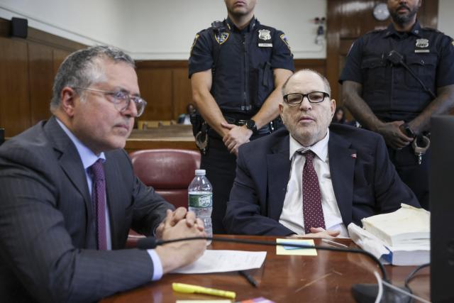 Former Hollywood film producer Harvey Weinstein appears in Manhattan Supreme Court during his retrial in New York City on May 13, 2026. The retrial of Weinstein on a rape charge on which a jury was previously deadlocked began on April 14, although he will remain imprisoned for other offenses regardless of the verdict. Weinstein is accused of the third-degree rape of Jessica Mann, who starred in the 2015 romantic comedy "This Isn't Funny." (Photo by SARAH YENESEL / POOL / AFP)