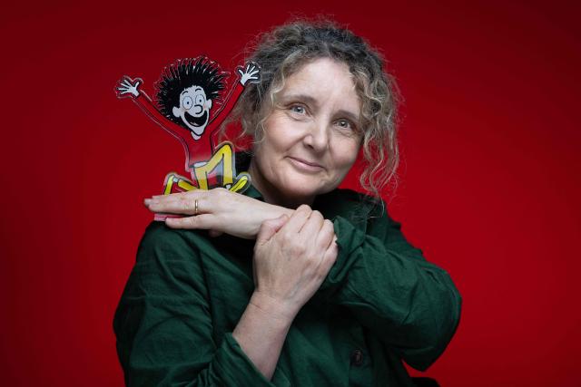 French-Belgian screenwriter and co-creator of the comic strip "Anatole Latuile", Anne Didier poses during a photo session in Paris on May 12, 2026. (Photo by Joel Saget / AFP)