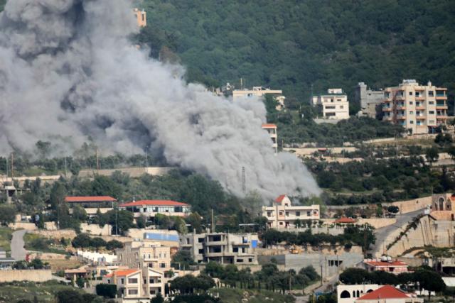 Smoke rises from the site of an Israeli airstrike that targeted the southern Lebanese village of Jarjouaa on May 13, 2026. Israel intensified strikes on Lebanon on May 13 with the health ministry reporting 12 people killed in attacks targeting cars, mostly south of Beirut, despite a ceasefire between Israel and Hezbollah. (Photo by Kawnat HAJU / AFP)