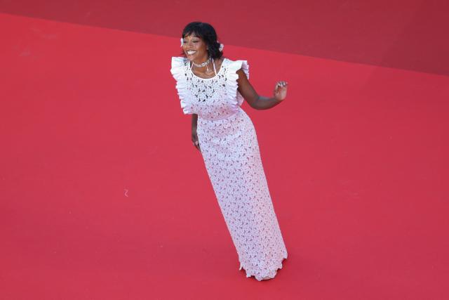 US actress Aja Naomi King arrives for the screening of the film "La Vie d'une femme" (A Woman's Life) at the 79th edition of the Cannes Film Festival in Cannes, southern France on May 13, 2026. (Photo by Sameer AL-DOUMY / AFP)