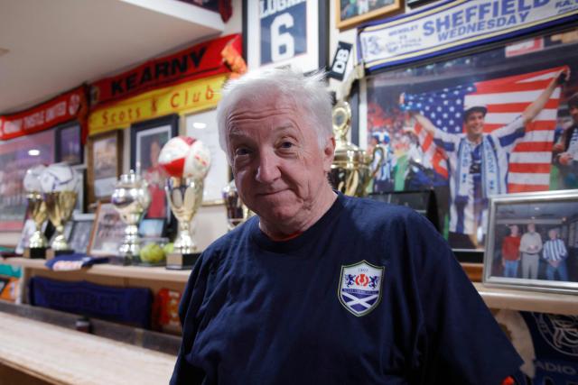 Andrew Pollock, CEO of the Scots American Club at the Scots American Club in Kearny, New Jersey on May 9, 2026. Anthony Duro had hoped the World Cup coming to his soccer-mad New Jersey town would mean watching games at nearby MetLife Stadium, but sky-high ticket prices are beyond his budget. (Photo by Leonardo MUNOZ / AFP) / TO GO WITH AFP STORY BY BEN TURNER