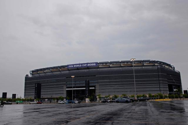 General view of the MetLife Stadium in East Rutherford, New Jersey on May 9, 2026. Anthony Duro had hoped the World Cup coming to his soccer-mad New Jersey town would mean watching games at nearby MetLife Stadium, but sky-high ticket prices are beyond his budget. (Photo by Leonardo MUNOZ / AFP) / TO GO WITH AFP STORY BY BEN TURNER