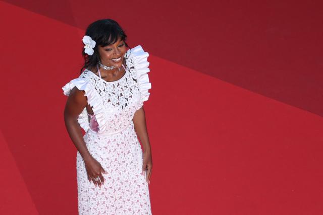 US actress Aja Naomi King arrives for the screening of the film "La Vie d'une femme" (A Woman's Life) at the 79th edition of the Cannes Film Festival in Cannes, southern France on May 13, 2026. (Photo by Sameer AL-DOUMY / AFP)