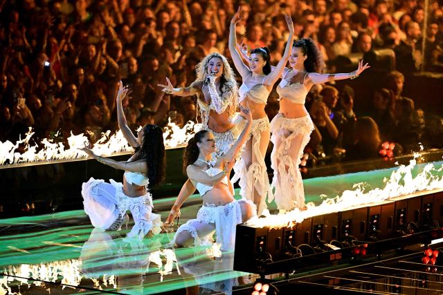 Cypriot singer Antigoni Buxton, aka Antigoni and representing Cyprus with the song 'Jalla', performs during a dress rehearsal for the second semi-final of the Eurovision Song Contest 2026 (ESC) at Wiener Stadthalle in Vienna, Austria on May 13, 2026. (Photo by Tobias SCHWARZ / AFP)