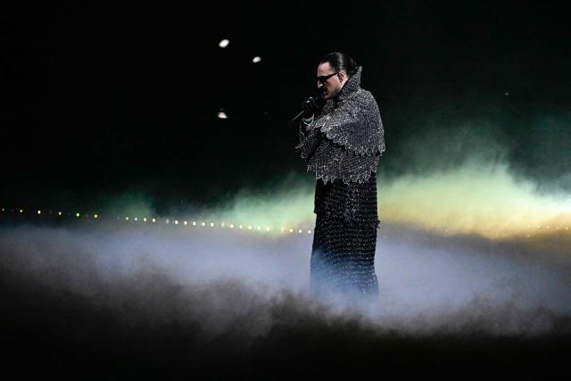 Albanian singer Alis Kallaci, aka Alis and representing Albania with the song 'Nan', performs during a dress rehearsal for the second semi-final of the Eurovision Song Contest 2026 (ESC) at Wiener Stadthalle in Vienna, Austria on May 13, 2026. (Photo by Tobias SCHWARZ / AFP)