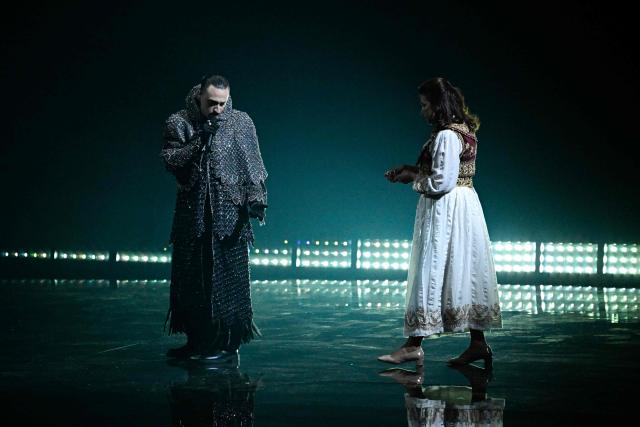 Albanian singer Alis Kallaci, aka Alis and representing Albania with the song 'Nan', performs during a dress rehearsal for the second semi-final of the Eurovision Song Contest 2026 (ESC) at Wiener Stadthalle in Vienna, Austria on May 13, 2026. (Photo by Tobias SCHWARZ / AFP)