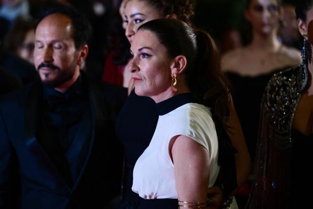 Samuel Paty's sister Mickaelle Paty leaves after the screening of the film "L'Abandon" at the 79th edition of the Cannes Film Festival in Cannes, southern France on May 13, 2026. (Photo by Olivier CHASSIGNOLE / AFP)