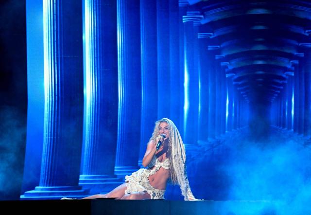 Cypriot singer Antigoni Buxton, aka Antigoni and representing Cyprus with the song 'Jalla', performs during a dress rehearsal for the second semi-final of the Eurovision Song Contest 2026 (ESC) at Wiener Stadthalle in Vienna, Austria on May 13, 2026. (Photo by HELMUT FOHRINGER / APA / AFP) / Austria OUT