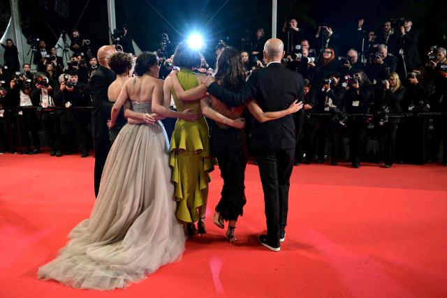 The team of the film "The Fast and the Furious" poses upon arrival for the screening of the film at the 79th edition of the Cannes Film Festival in Cannes, southern France on May 13, 2026. (Photo by Olivier CHASSIGNOLE / AFP)