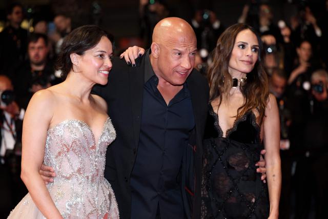 (From L) US actress Michelle Rodriguez, US actor Vin Diesel and US actress Jordana Brewster arrive for the screening of the film "The Fast and the Furious" at the 79th edition of the Cannes Film Festival in Cannes, southern France on May 13, 2026. (Photo by Sameer AL-DOUMY / AFP)