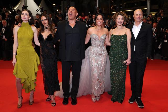 (From L) US model and actress Meadow Rain Walker, US actress Jordana Brewster, US actor Vin Diesel, US actress Michelle Rodriguez, US Media executive Donna Langley and US producer Neal Moritz arrive for the screening of the film "The Fast and the Furious" at the 79th edition of the Cannes Film Festival in Cannes, southern France on May 13, 2026. (Photo by Sameer AL-DOUMY / AFP)