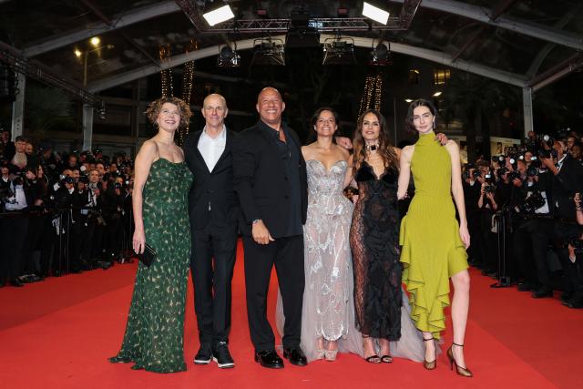 (From L) US Media executive Donna Langley, US producer Neal Moritz, US actor Vin Diesel, US actress Michelle Rodriguez, US actress Jordana Brewster and US model and actress Meadow Rain Walker arrive for the screening of the film "The Fast and the Furious" at the 79th edition of the Cannes Film Festival in Cannes, southern France on May 13, 2026. (Photo by Thibaud MORITZ / AFP)