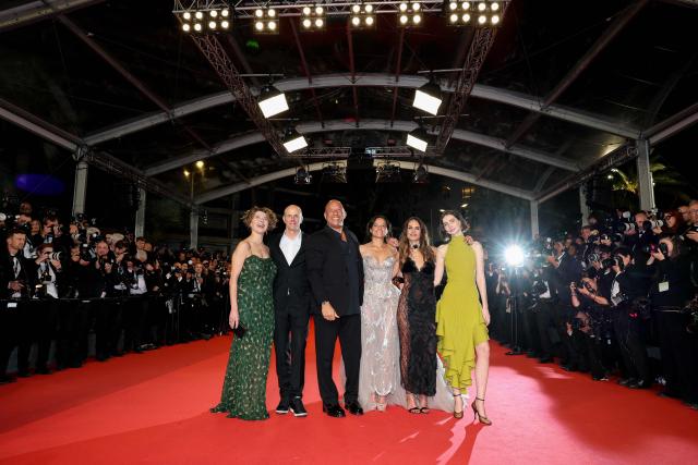 (From L) US Media executive Donna Langley, US producer Neal Moritz, US actor Vin Diesel, US actress Michelle Rodriguez, US actress Jordana Brewster and US model and actress Meadow Rain Walker arrive for the screening of the film "The Fast and the Furious" at the 79th edition of the Cannes Film Festival in Cannes, southern France on May 13, 2026. (Photo by Thibaud MORITZ / AFP)