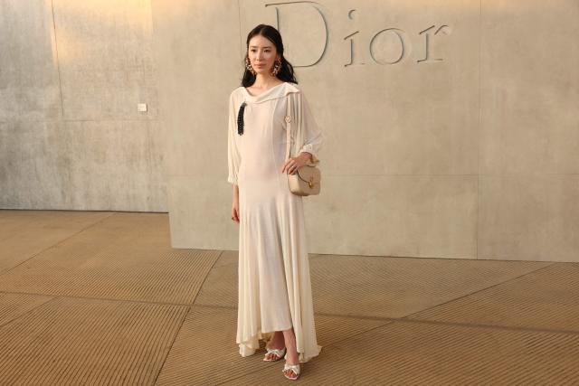 US model Irene Kim attends the Dior 2027 Cruise collection fashion show at the Los Angeles County Museum of Art (LACMA) in Los Angeles on May 13, 2026. (Photo by Patrick T. Fallon / AFP)