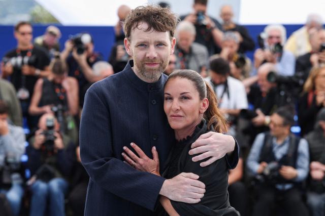 French actor Antoine Reinartz and sister of Samuel Paty Mickaelle Paty pose during a photocall of the film "L'Abandon" at the 79th edition of the Cannes Film Festival in Cannes, southern France on May 14, 2026. (Photo by Valery HACHE / AFP)