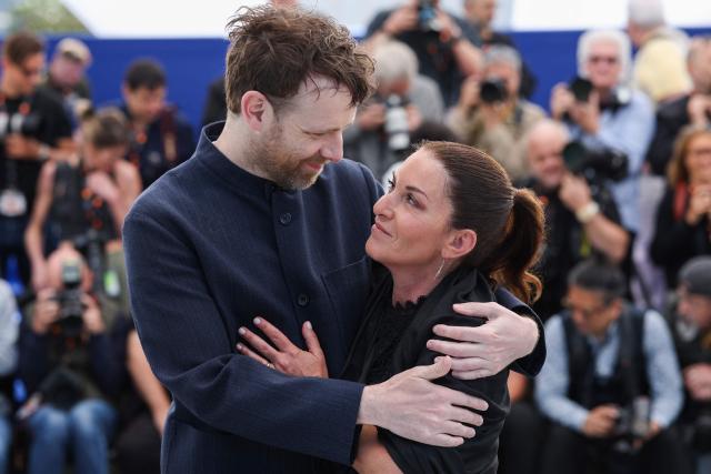 French actor Antoine Reinartz and Samuel Paty's sister Mickaelle Paty pose during a photocall of the film "L'Abandon" at the 79th edition of the Cannes Film Festival in Cannes, southern France on May 14, 2026. (Photo by Valery HACHE / AFP)