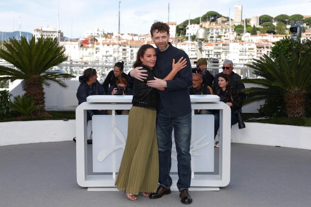 French actor Antoine Reinartz and sister of Samuel Paty Mickaelle Paty pose during a photocall of the film "L'Abandon" at the 79th edition of the Cannes Film Festival in Cannes, southern France on May 14, 2026. (Photo by Sameer AL-DOUMY / AFP)
