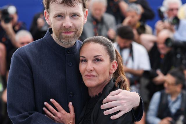 French actor Antoine Reinartz and Samuel Paty's sister Mickaelle Paty pose during a photocall of the film "L'Abandon" at the 79th edition of the Cannes Film Festival in Cannes, southern France on May 14, 2026. (Photo by Valery HACHE / AFP)