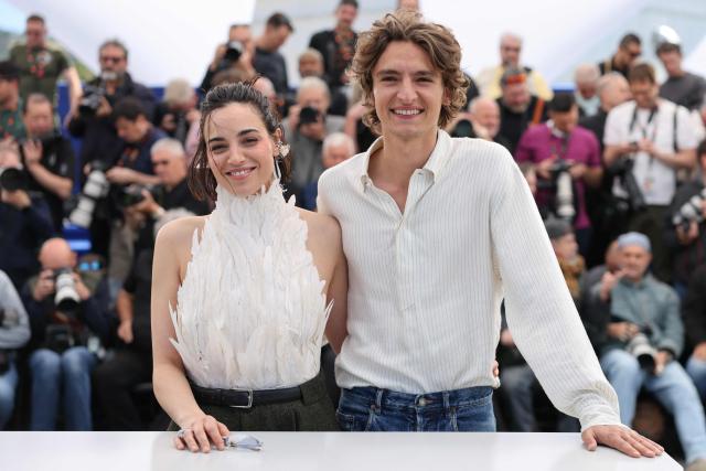 Swiss actress Souheila Yacoub and Canadian actor Vassili Schneider pose during a photocall of the film "L’Age d'Or" (The Golden Age) at the 79th edition of the Cannes Film Festival in Cannes, southern France on May 14, 2026. (Photo by Thibaud MORITZ / AFP)
