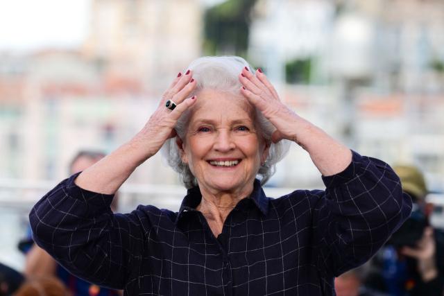 French actress Marie-Christine Barrault poses during a photocall of the film "L'Abandon" at the 79th edition of the Cannes Film Festival in Cannes, southern France on May 14, 2026. (Photo by Olivier CHASSIGNOLE / AFP)