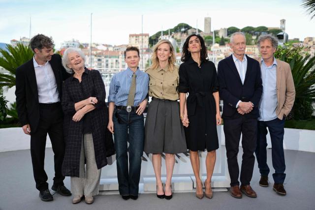 (From L) French producer David Thion, French actress Marie-Christine Barrault, French actress Melanie Thierry, French actress Lea Drucker, French director Charline Bourgeois-Tacquet, French actor Erri De Luca and French actor Charles Berling pose during a photocall of the film "La Vie d'une femme" (A Woman's Life) at the 79th edition of the Cannes Film Festival in Cannes, southern France on May 14, 2026. (Photo by Olivier CHASSIGNOLE / AFP)