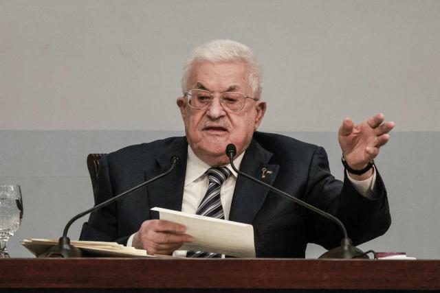 Palestinian president Mahmud Abbas delivers a speech during the eighth Fatah Conference in the Israeli-occupied West Bank city of Ramallah on May 14, 2026. Abbas on May 14 pledged to press ahead with reforms within the Palestinian Authority, saying he was prepared to hold long-delayed presidential and parliamentary elections, during an address to his party congress. (Photo by Jaafar ASHTIYEH / AFP)