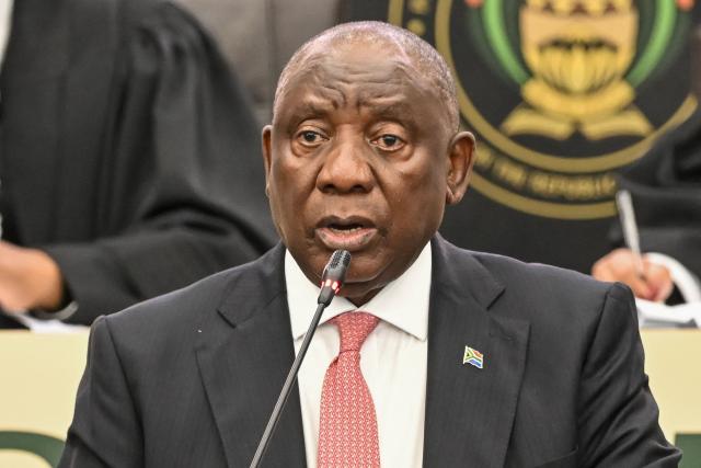 South Africa's President Cyril Ramaphosa answers questions in Parliament in Cape Town on May 14, 2026. (Photo by RODGER BOSCH / AFP)