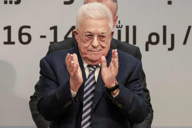 Palestinian president Mahmud Abbas chairs the eighth Fatah Conference in the Israeli-occupied West Bank city of Ramallah on May 14, 2026. Abbas on May 14 pledged to press ahead with reforms within the Palestinian Authority, saying he was prepared to hold long-delayed presidential and parliamentary elections, during an address to his party congress. (Photo by Jaafar ASHTIYEH / AFP)