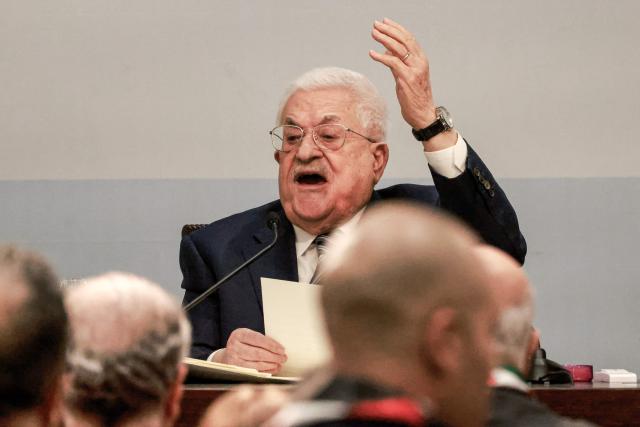 Palestinian president Mahmud Abbas delivers a speech during the eighth Fatah Conference in the Israeli-occupied West Bank city of Ramallah on May 14, 2026. Abbas on May 14 pledged to press ahead with reforms within the Palestinian Authority, saying he was prepared to hold long-delayed presidential and parliamentary elections, during an address to his party congress. (Photo by Jaafar ASHTIYEH / AFP)