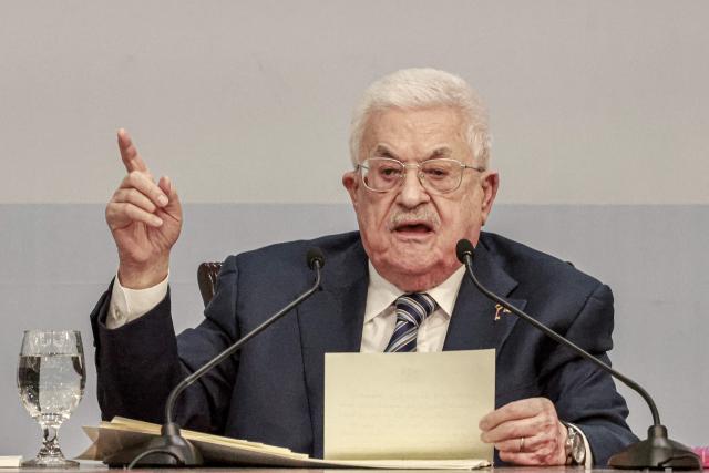 Palestinian president Mahmud Abbas delivers a speech during the eighth Fatah Conference in the Israeli-occupied West Bank city of Ramallah on May 14, 2026. Abbas on May 14 pledged to press ahead with reforms within the Palestinian Authority, saying he was prepared to hold long-delayed presidential and parliamentary elections, during an address to his party congress. (Photo by Jaafar ASHTIYEH / AFP)