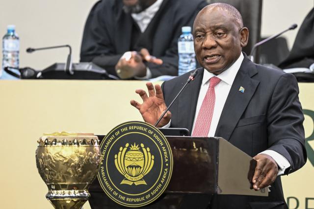 South Africa's President Cyril Ramaphosa answers questions in Parliament in Cape Town on May 14, 2026. (Photo by RODGER BOSCH / AFP)