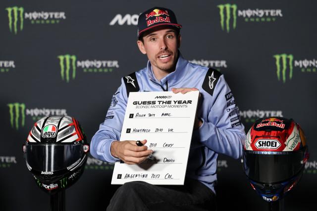 Team Gresini Racing MotoGP's Alex Marquez attends a press conference at the Catalunya racetrack in Montmelo, near Barcelona, on May 14, 2026, ahead of the Catalunya Moto GP Grand Prix. (Photo by Lluis GENE / AFP)